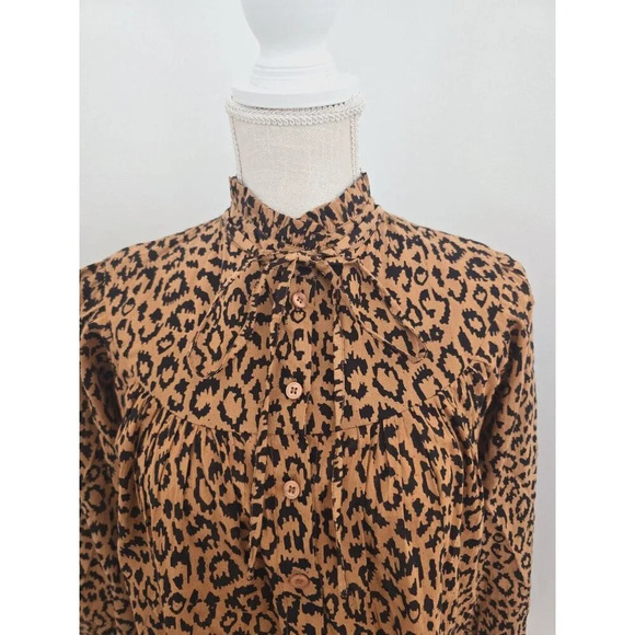 India Collection Emerson Fry Emmaline Organic Cotton Leopard Blouse Shirt XS - Picture 6 of 13